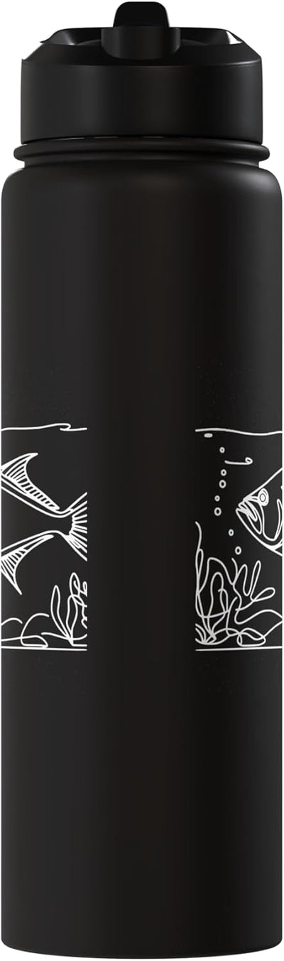 Botella de agua acero inoxidable aislada Kingfish Line Art