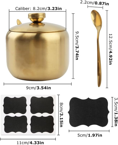 Azucarero con tapa y cuchara para condimentos, azúcar, sal, pimienta y especias