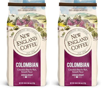 Café molido colombiano tostado medio New England Coffee 18 oz paquete de 2