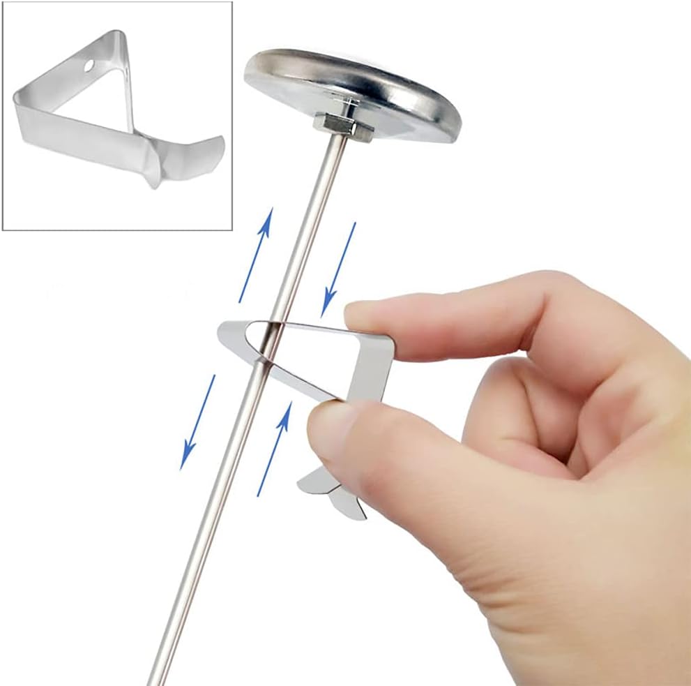 Soporte clip termómetro acero inox para parrilla plateado
