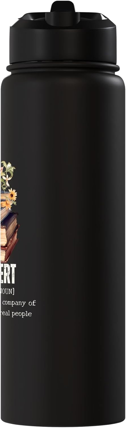 Botella de agua acero inoxidable para amantes de libros con definición booktrovert