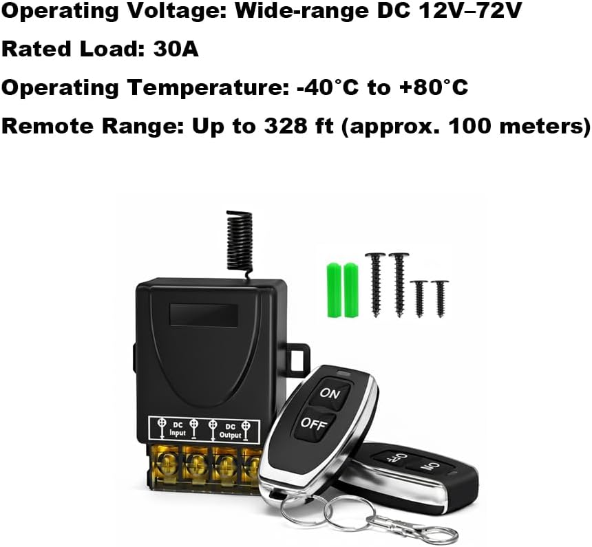 Interruptor remoto 12V 30A inalámbrico 328pies