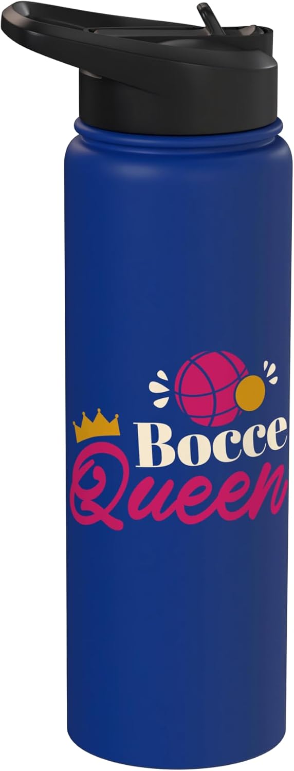 Botella de agua acero inoxidable aislada para jugadora de bocce