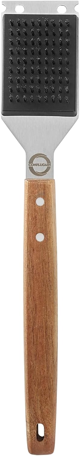 Cepillo parrilla acero inox reemplazable mango madera