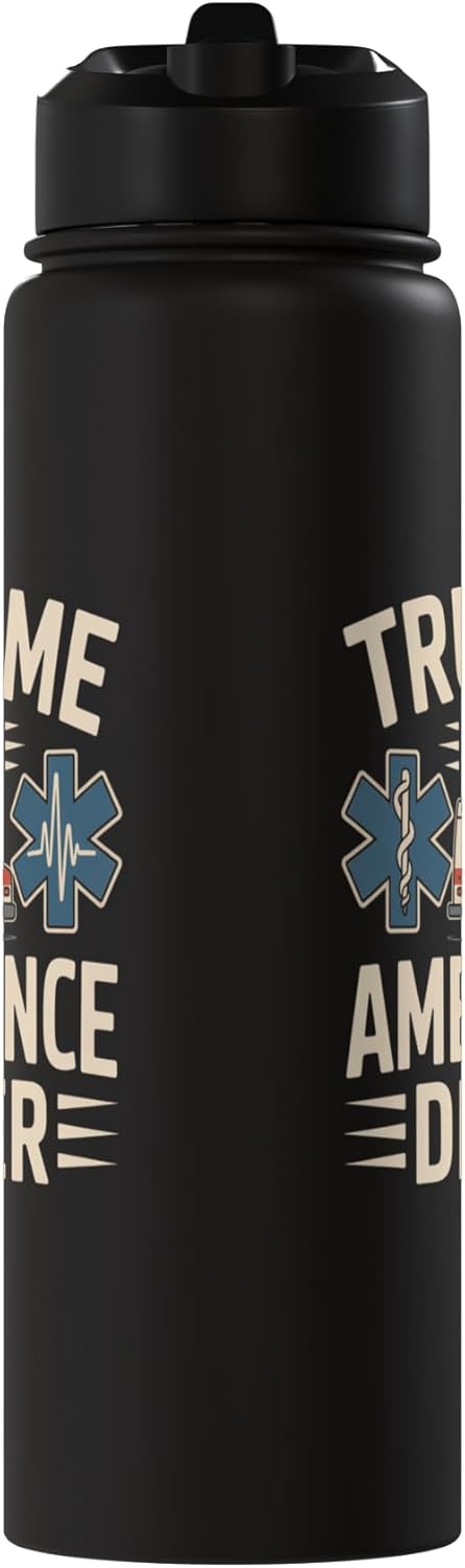 Botella de agua acero inoxidable aislada humor ambulancia
