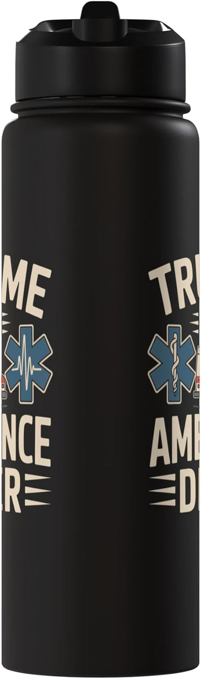 Botella de agua acero inoxidable aislada humor ambulancia
