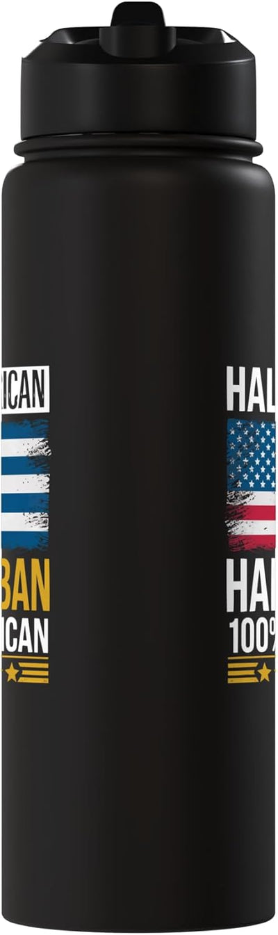Botella de agua acero inoxidable bandera USA y Cuba sin BPA