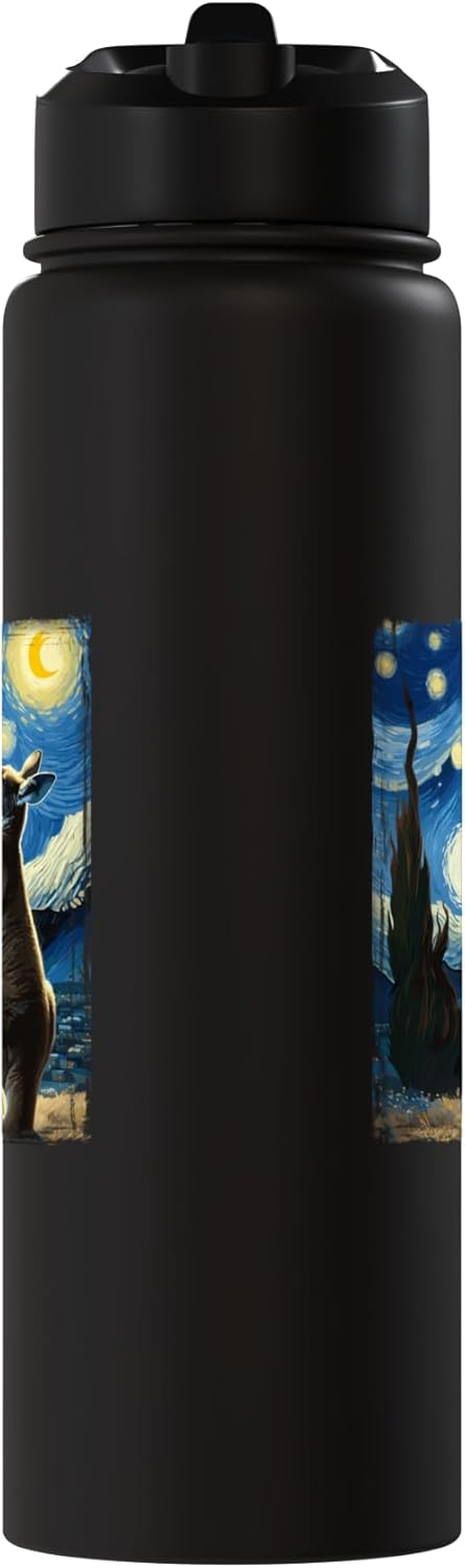 Botella agua acero inox aislada estilo Van Gogh