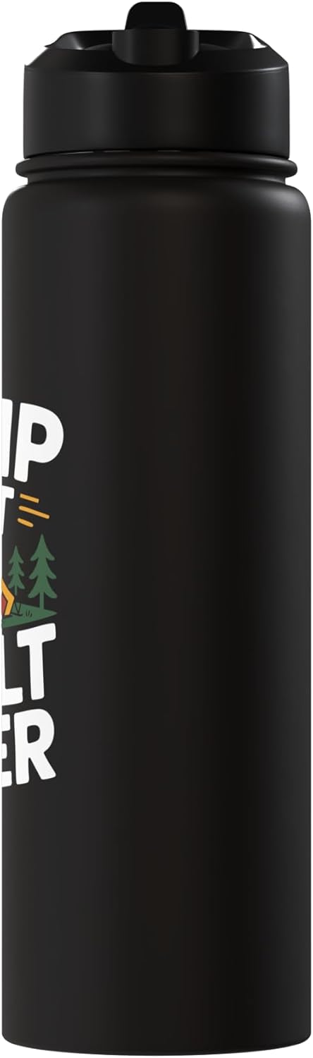Botella de agua acero inoxidable aislada diseño camping divertido