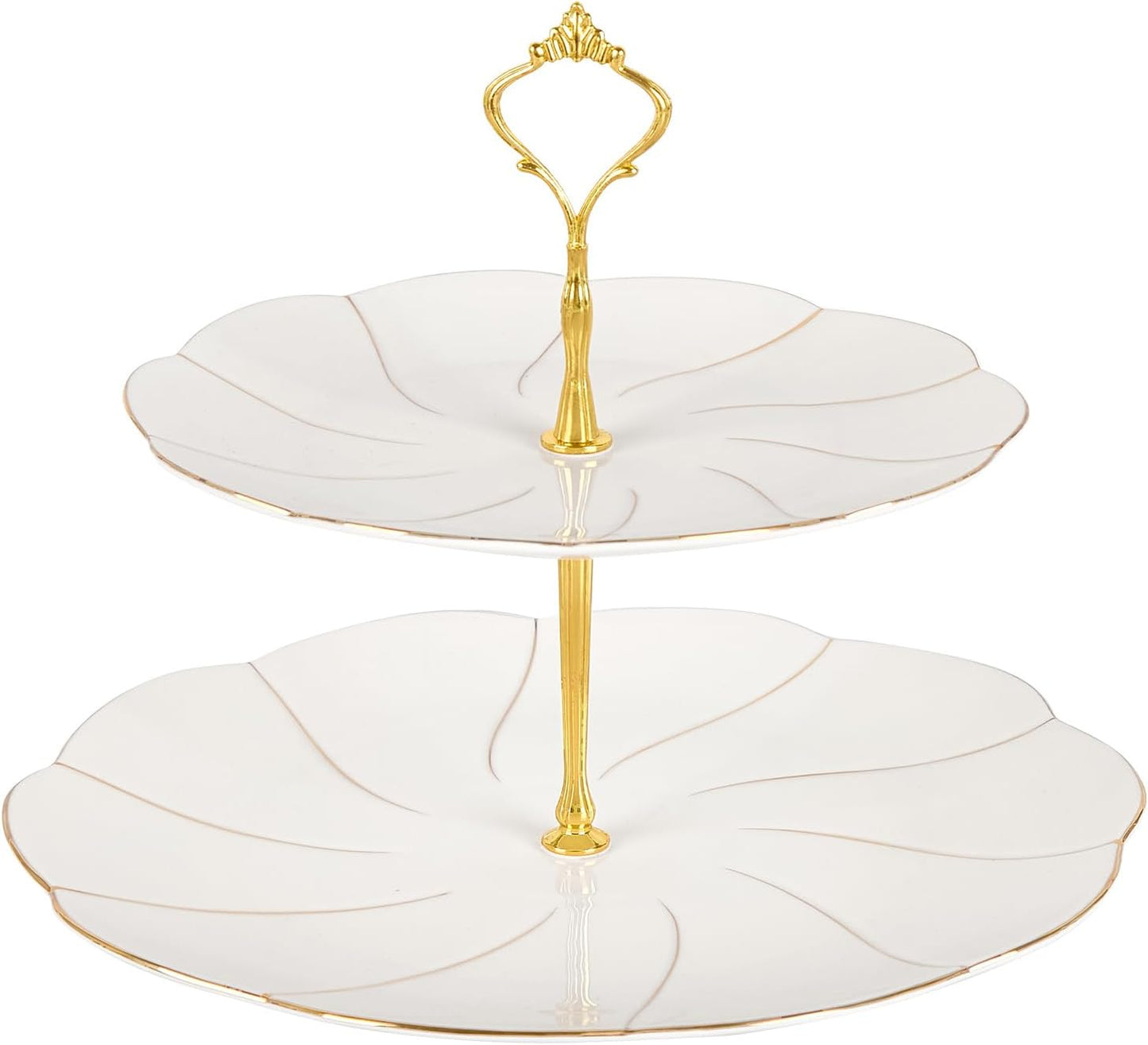 Set 22 Pzas Té Porcelana Soporte Cupcakes Estilo Británico Dorado