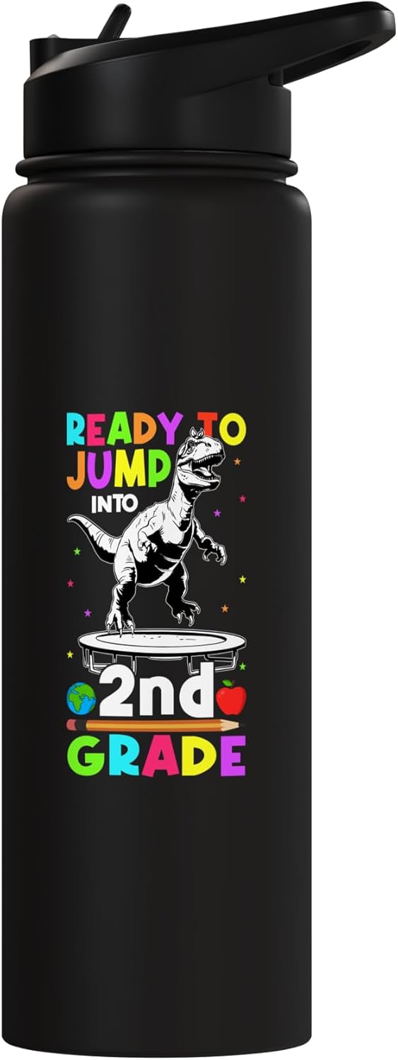 Botella agua acero inox aislada dinosaurio 2do grado