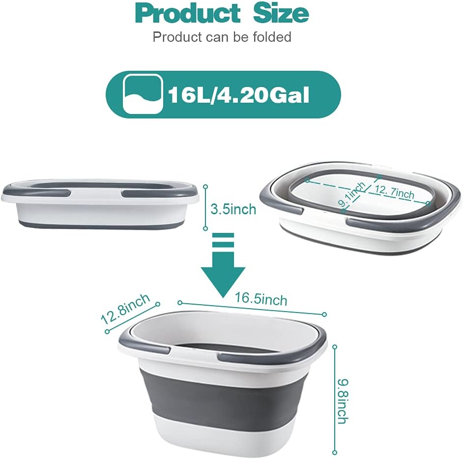 2 Cubos Plegables 4.2gal con Asa Multiusos Azul