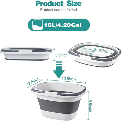 2 Cubos Plegables 4.2gal con Asa Multiusos Azul