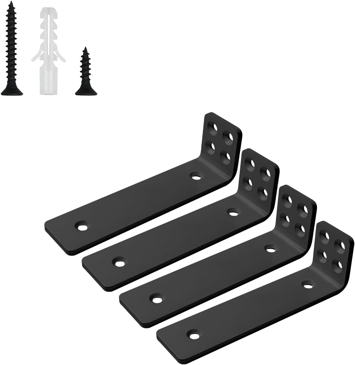 4 Soportes pared metal negro 6pulg