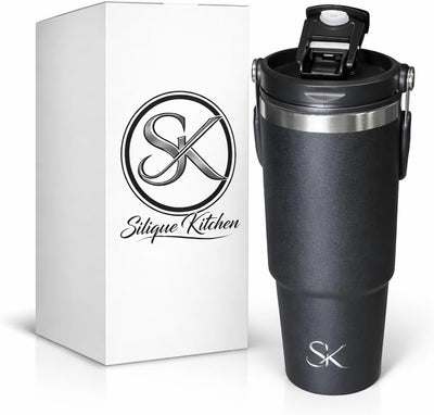 Vaso térmico acero inox 30oz con tapa 3 vías mango plegable