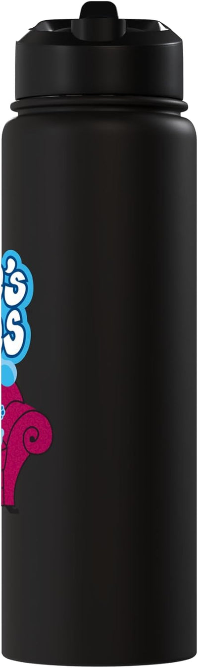 Botella agua acero inox aislada silla roja