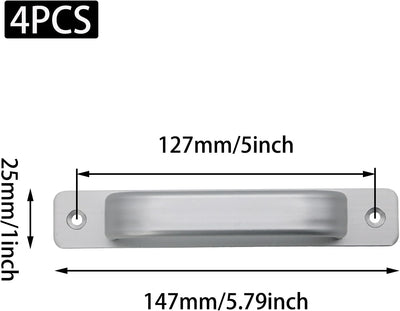 4 Tiradores Planos Aluminio Plateado Adhesivo 5pulg Manija Puerta