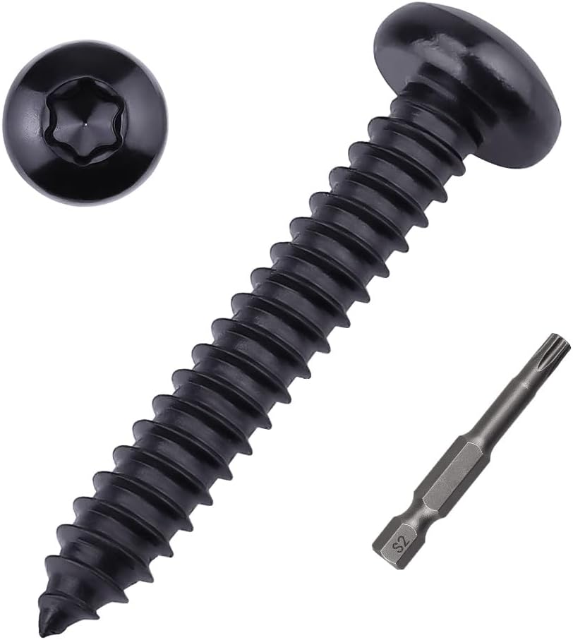100 Tornillos Torx Acero Inox 304 1-1/4pulg Negro