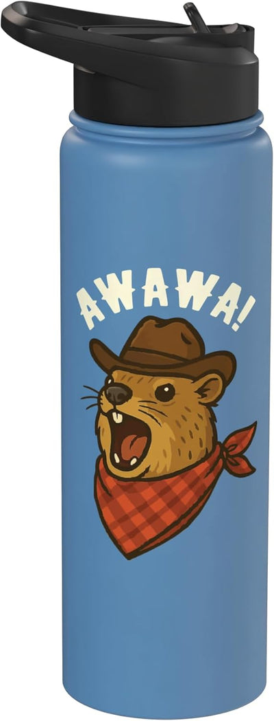 Botella de agua acero inoxidable aislada Howdy Cowboy Rock Hyrax Awawa