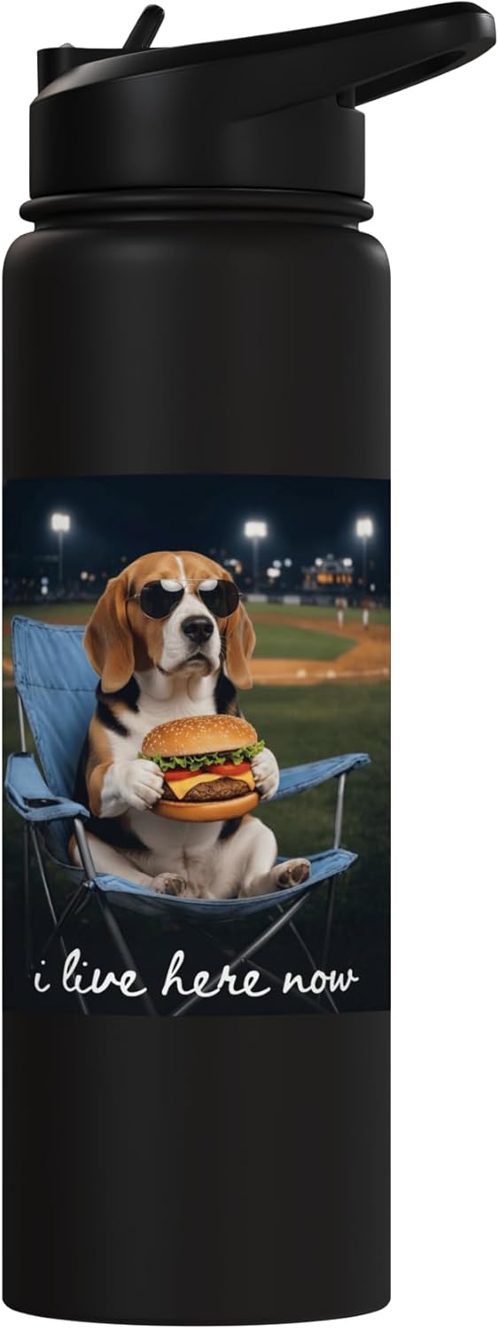 Botella de agua acero inoxidable beagle béisbol mamá divertida