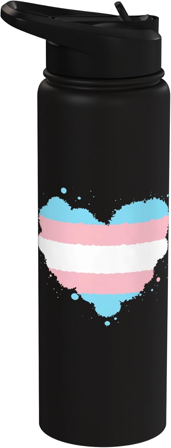 Botella de agua aislada bandera transgénero acero inoxidable