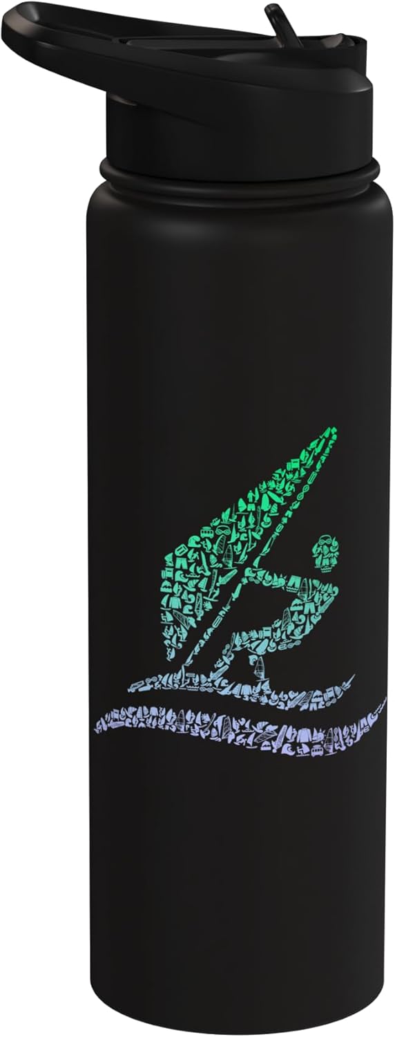 Botella de agua acero inoxidable aislada para windsurfing hombre