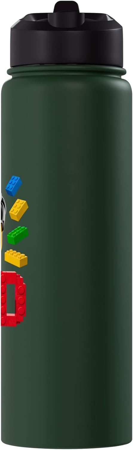 Botella de agua aislada para papá con bloques de construcción