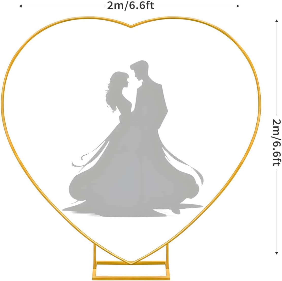 Arco Boda Metal Corazón Telón Dorado 2M