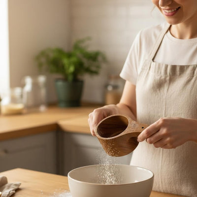 Cuchara medidora de madera de acacia multiuso para café, té, arroz y sal