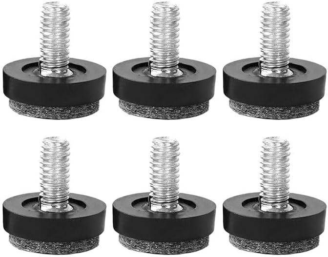 Set 6 tornillos M6x20 negros para niveladores muebles ajustables