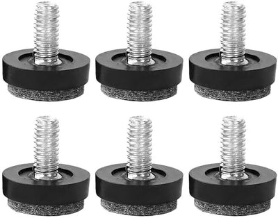 Set 6 tornillos M6x20 negros para niveladores muebles ajustables