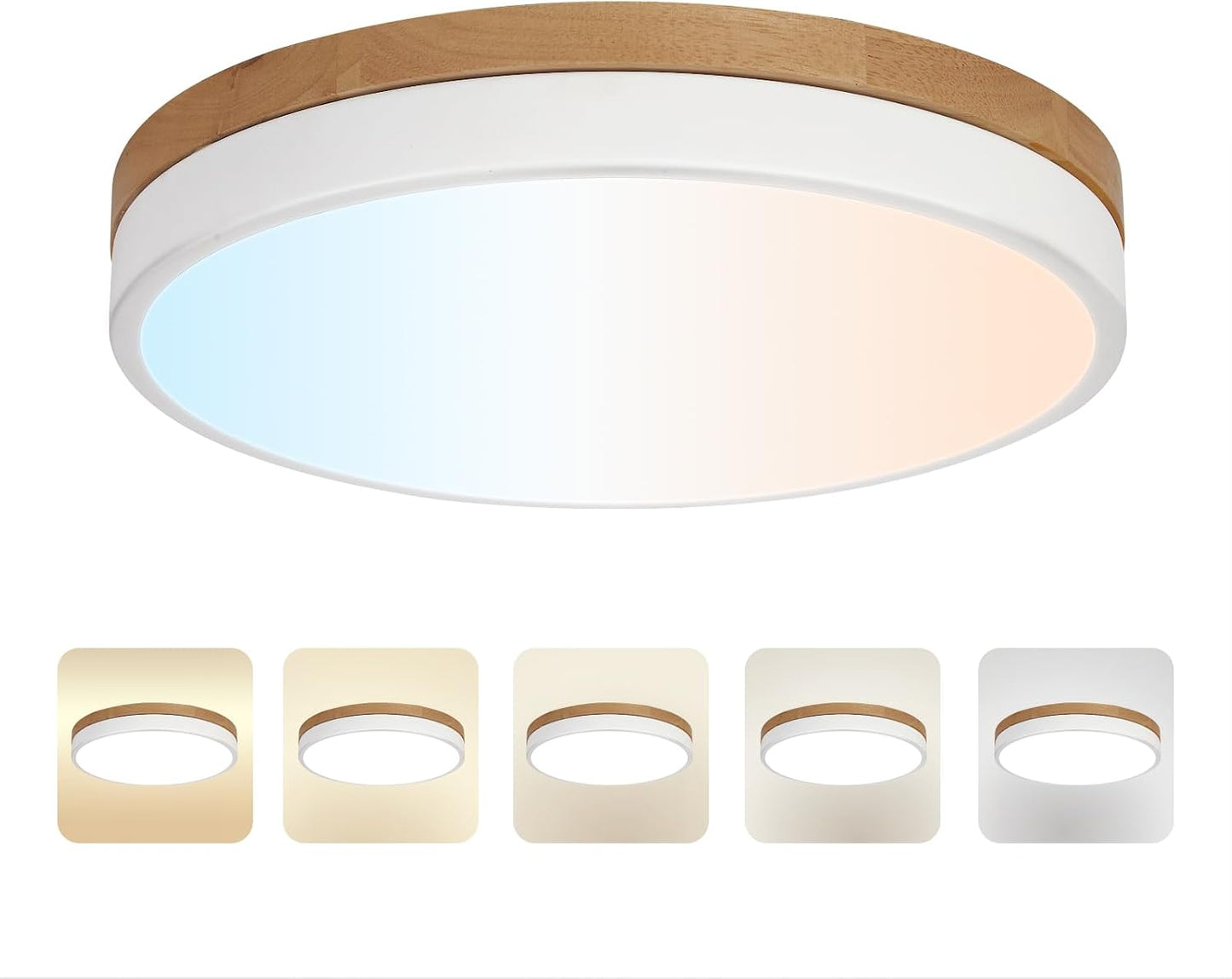 Lámpara techo LED madera 12pulg regulable 3000-6000K dormitorio