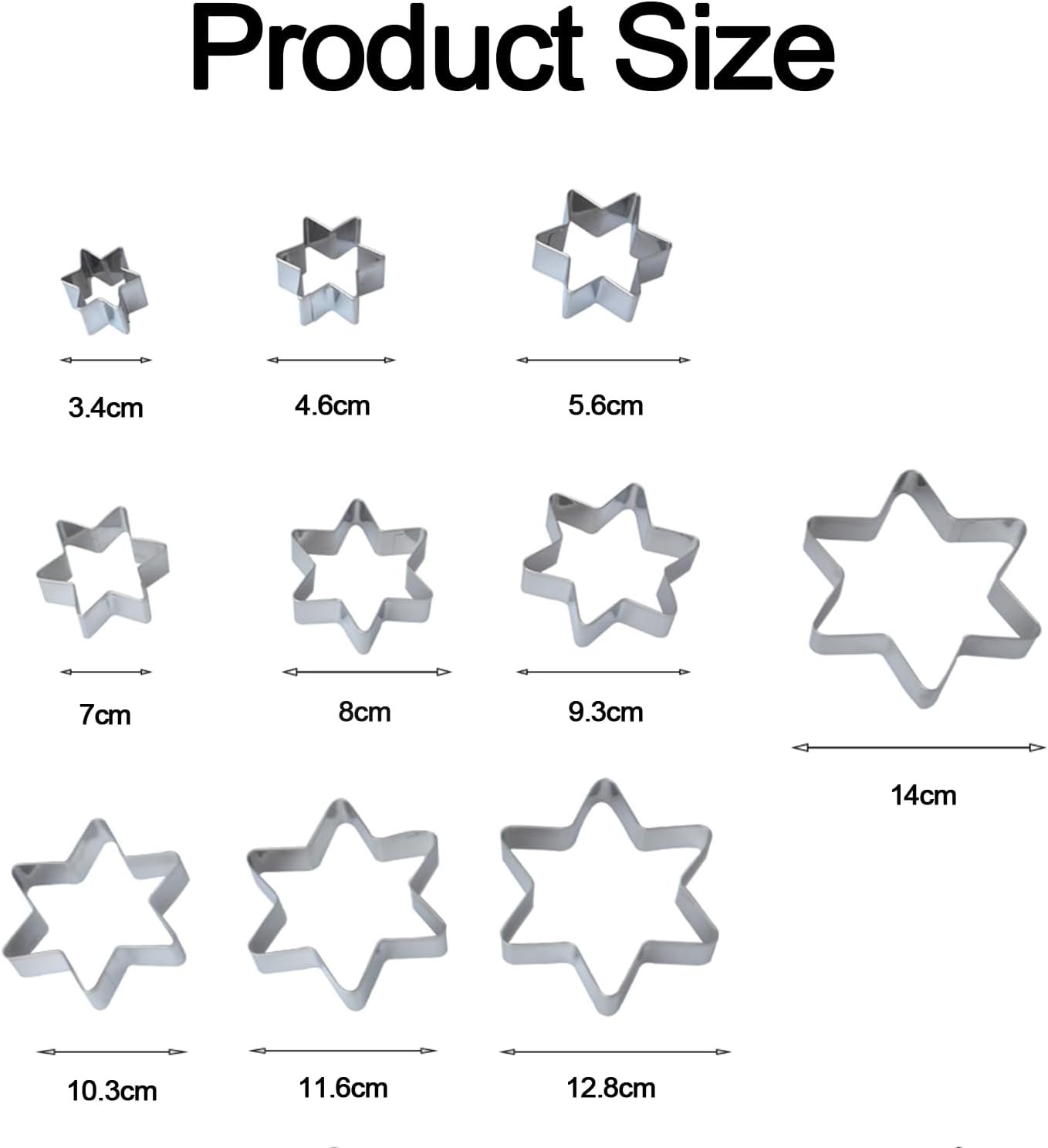 Juego cortadores de galletas de estrella acero inoxidable 10 piezas