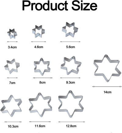 Juego cortadores de galletas de estrella acero inoxidable 10 piezas