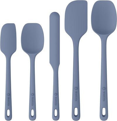 Juego de 5 espátulas de silicona grado alimenticio con mango ergonómico resistente al calor
