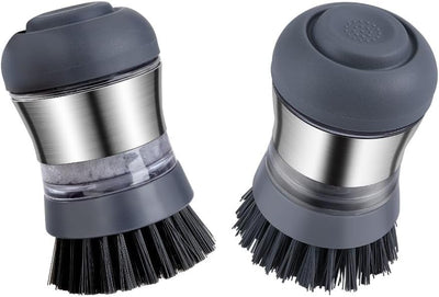 Cepillo palma dispensador jabón acero set 2