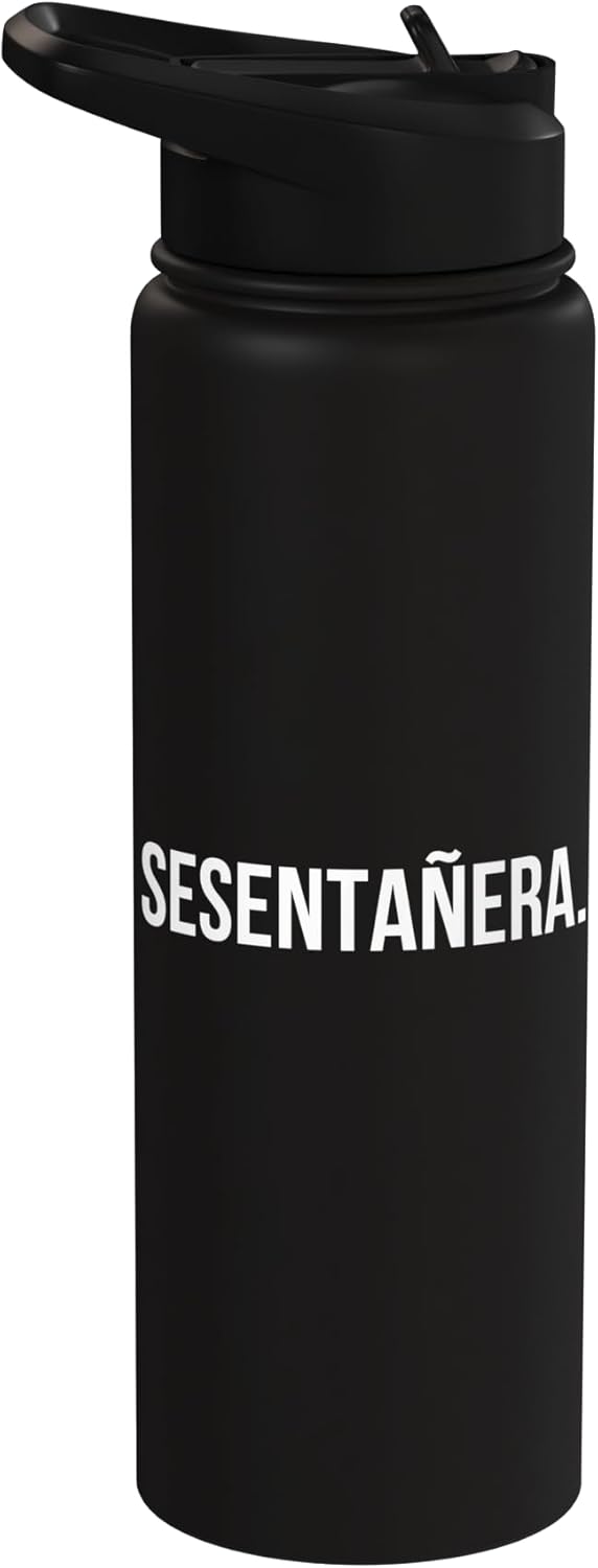 Botella de agua acero inoxidable aislada para sesentañera