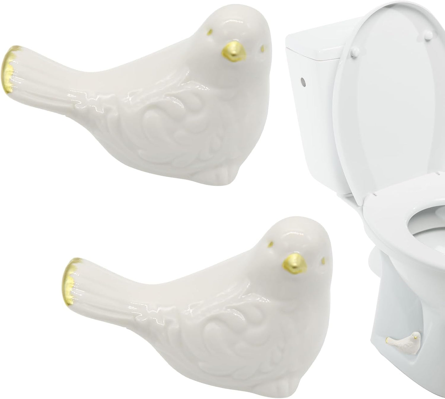 2 Pzas Decoración Perno Inodoro Estilo Pájaro Blanco
