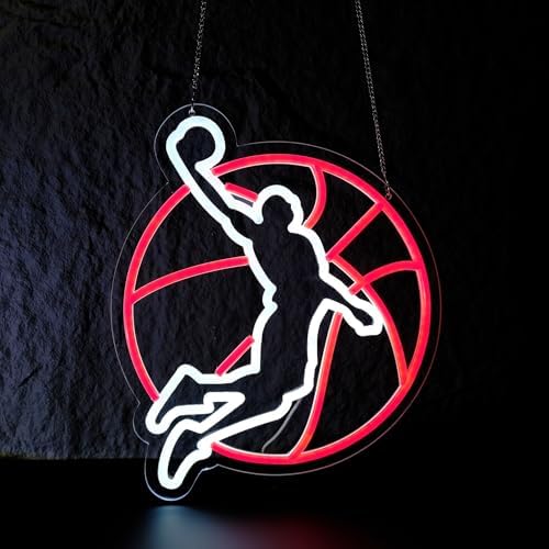 Letrero neón baloncesto con interruptor fiestas hogar