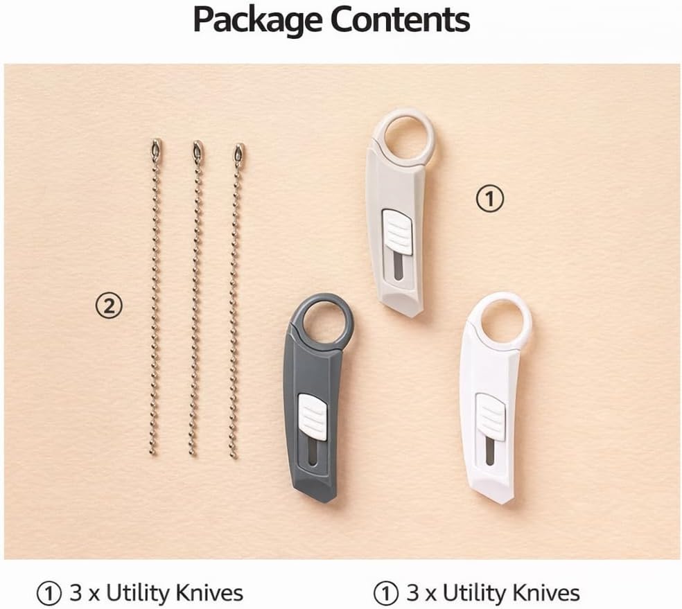 Cuchillo utilitario mini set 3 con bloqueo caja retráctil EDC