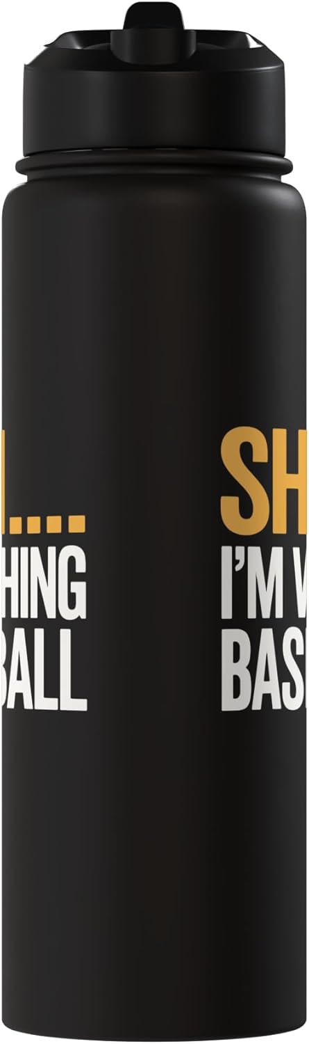 Botella de agua acero inoxidable aislada para fanático del baloncesto