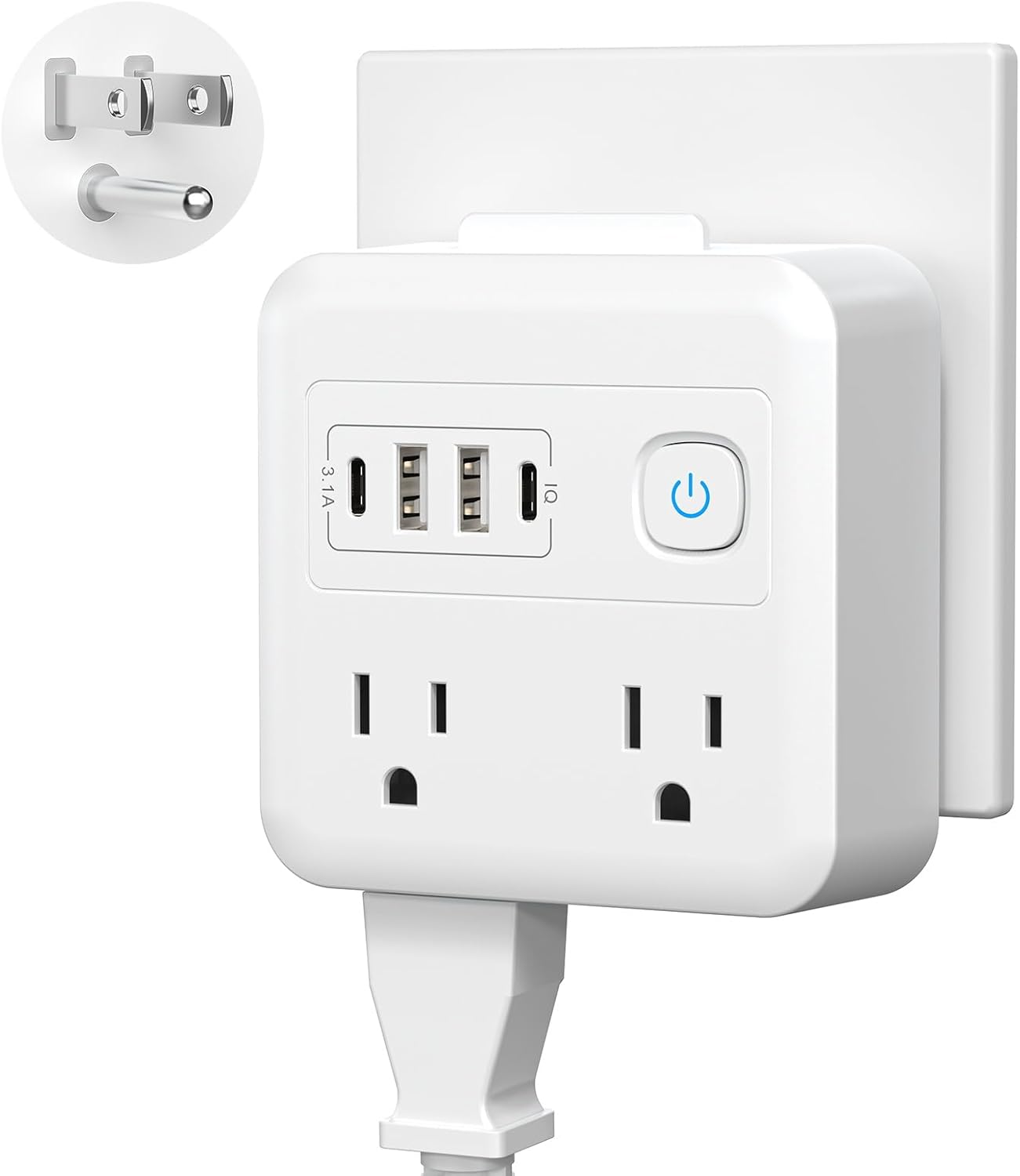 Extensor enchufe pared 4 salidas 2 USB-C 1875W con ranura telefono