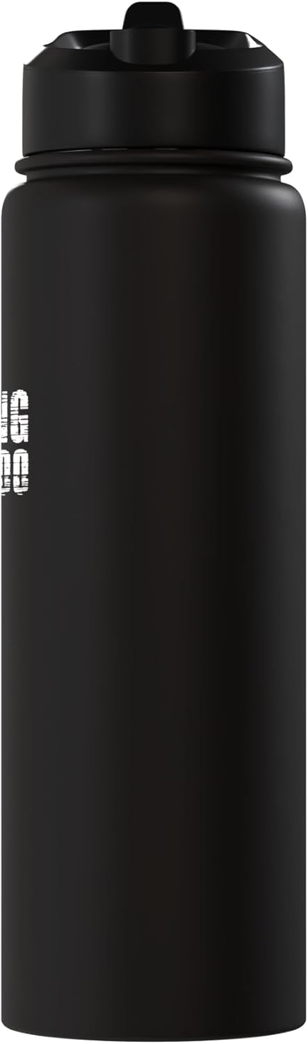 Botella de agua acero inoxidable sin BPA con letra blanca retro