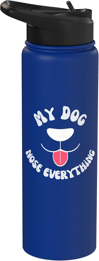 Botella agua acero inox aislada con olor de perro