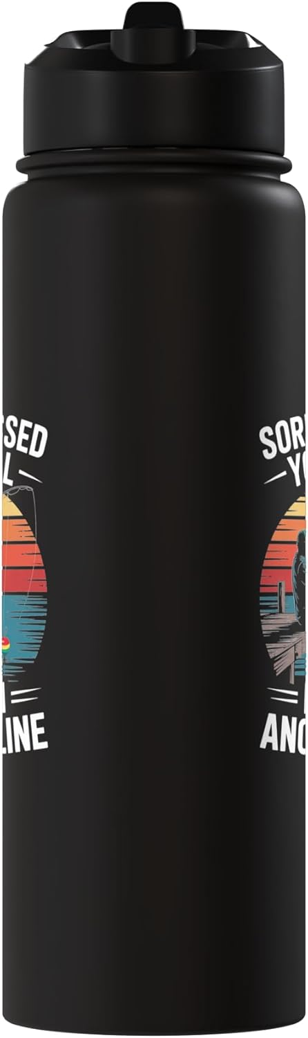 Botella de agua aislada de acero inoxidable con diseño de chiste de pesca