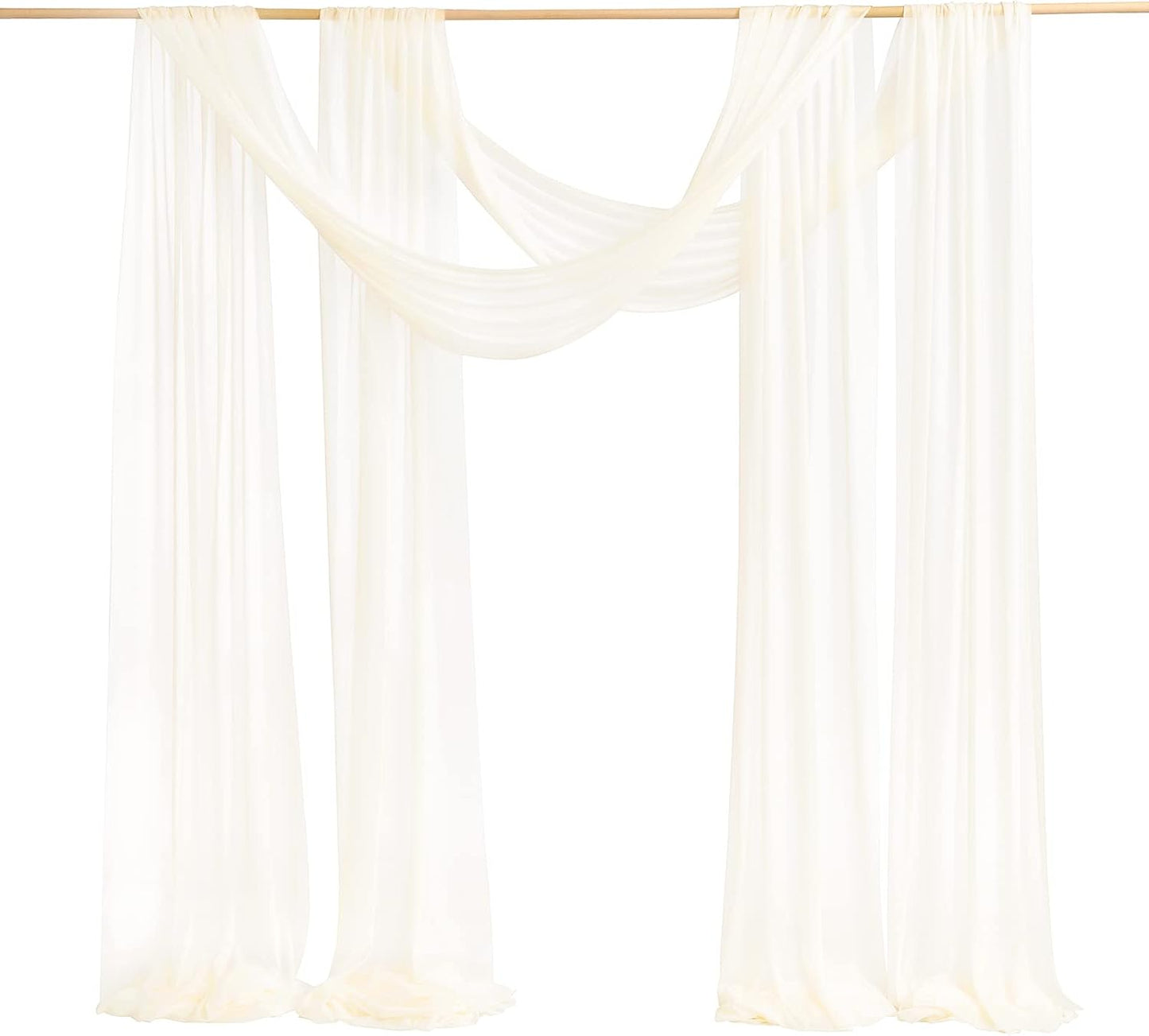 Tela drapeada para arco boda 2 paneles 32ftx30pulg gasa marfil