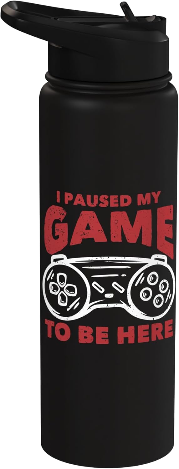 Botella de agua aislada acero inoxidable interrumpí mi juego para estar aquí