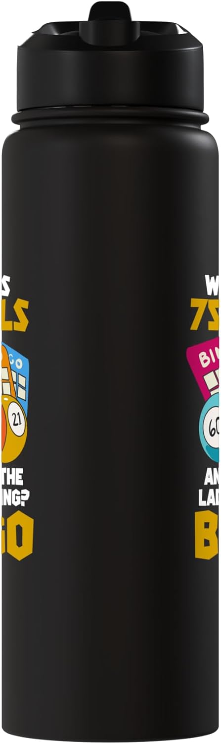 Botella de agua acero inoxidable aislada para juego de bingo con 75 bolas
