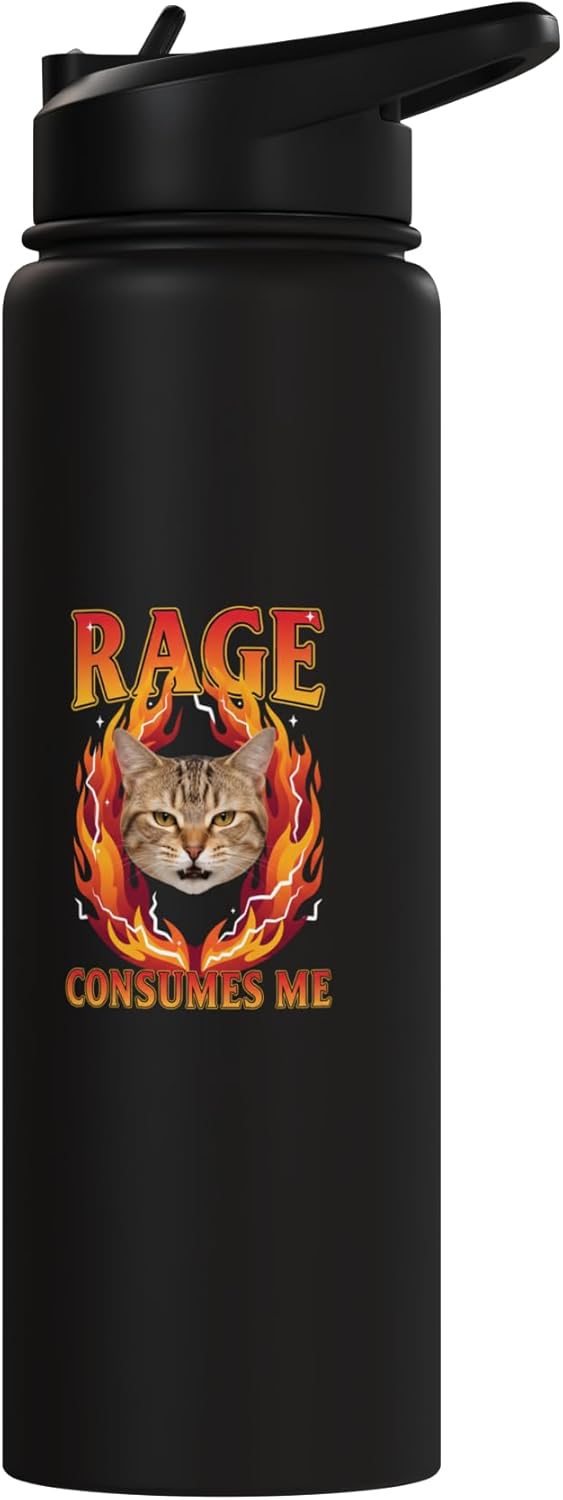 Botella agua acero inox aislada meme gato sarcástico