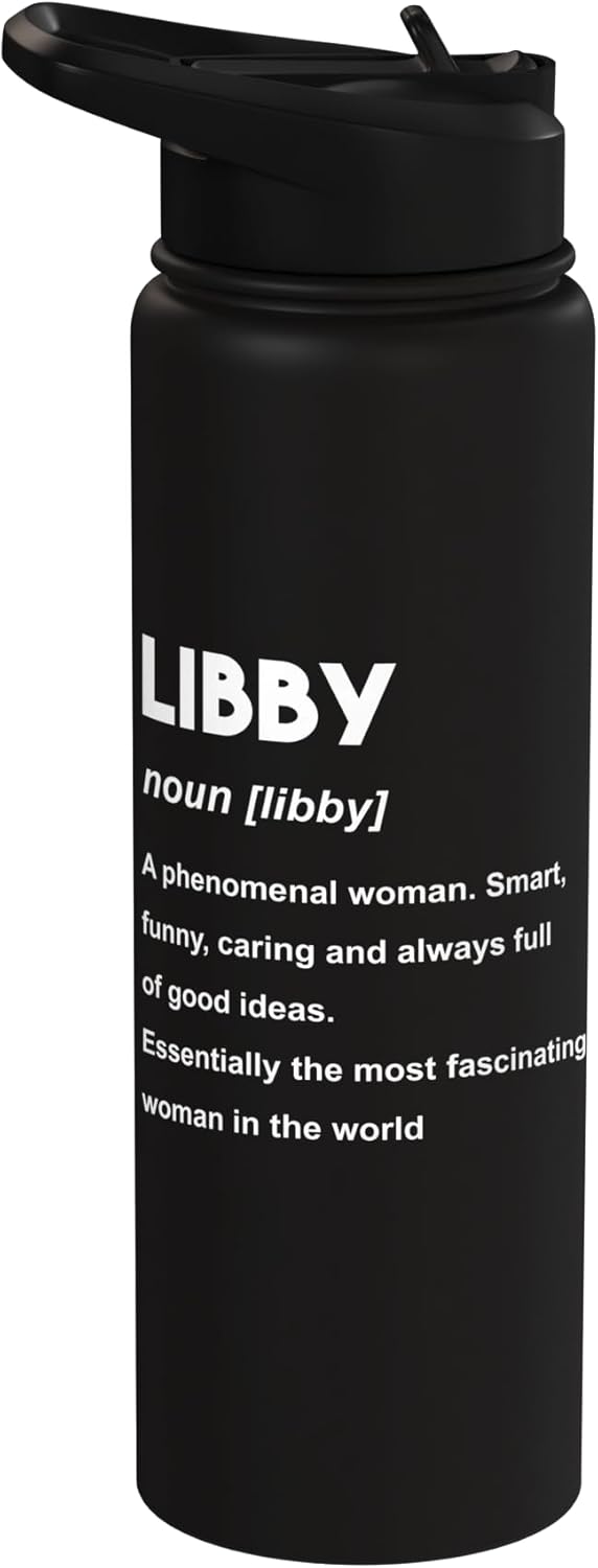 Botella de agua acero inoxidable Libby Name aislada